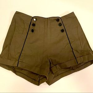 High Waist Military Shorts